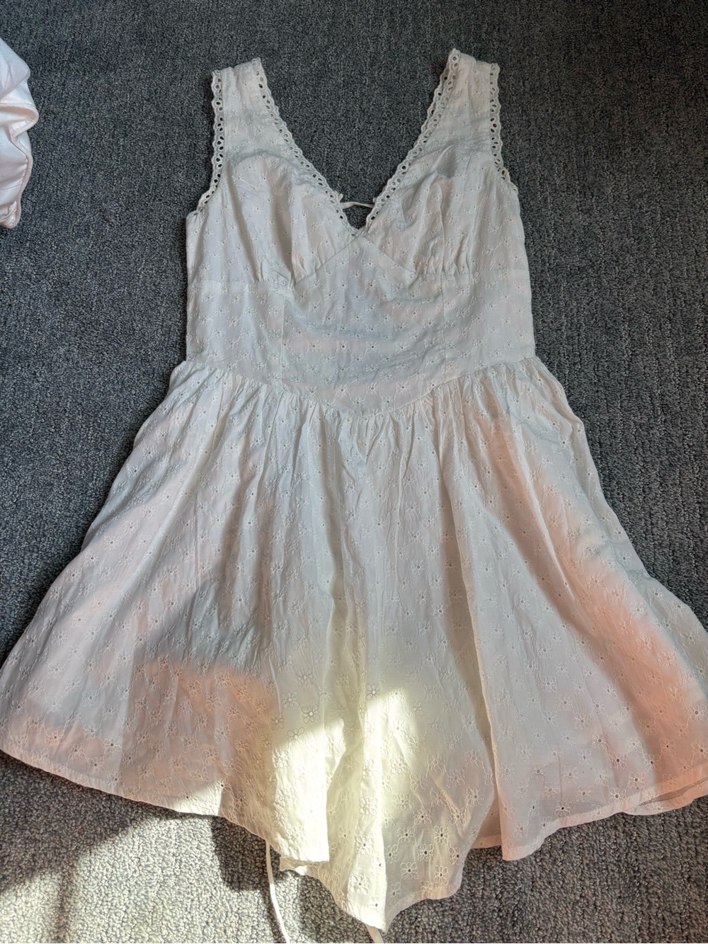 emory park White Eyelet Lace-Trim Dress